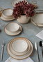 Hermia GBSATN24KY458KH Vajilla de Porcelana 24 Piezas Blanco y Marrón